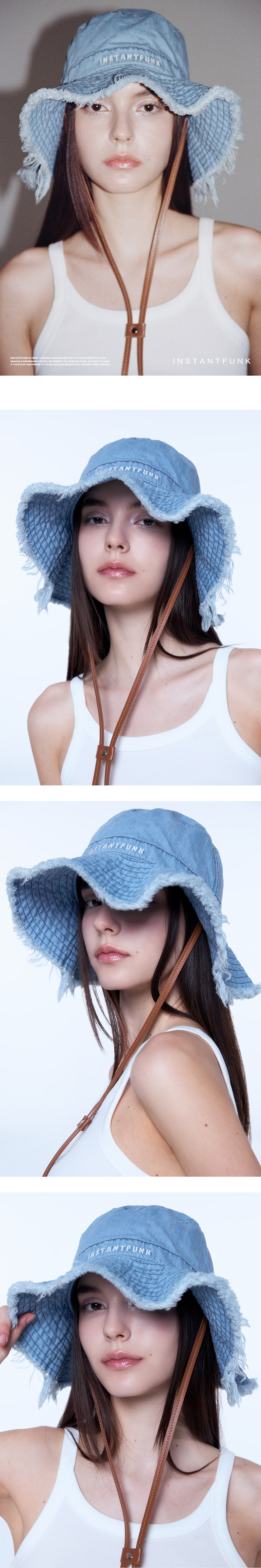 ◆INSTANTFUNK◆ denim bucket hat BDFWIFAC01 MUSINSA | INSTANTFUNK Denim embroidered bucket hat - blue