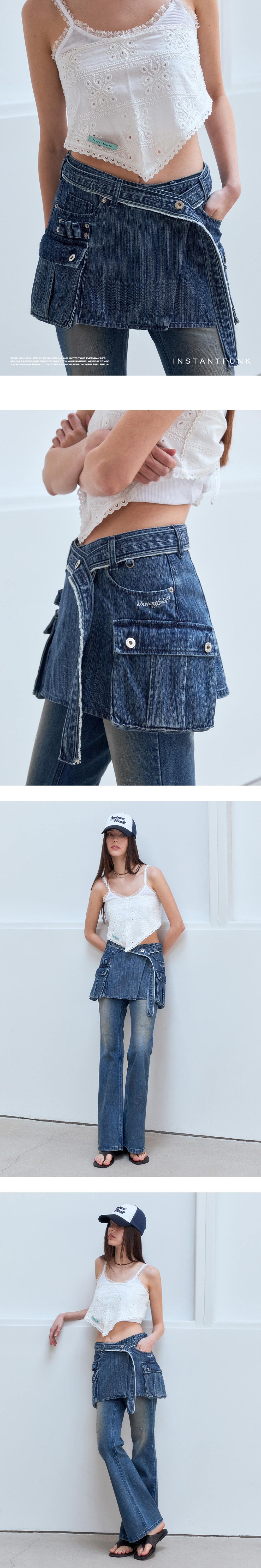 DENIM WRAP SKIRT - BLUE - INSTANTFUNK